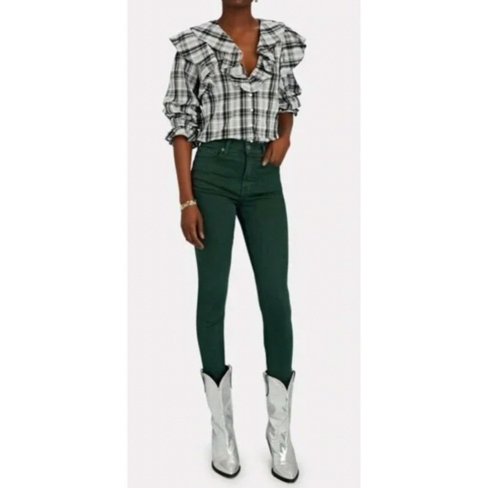 Veronica Beard Debbie High Rise Skinny Jeans Evergreen Green J21084460001EG 29